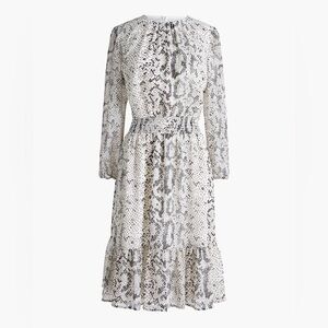 NWT J. Crew Factory Snakeskin Smocked Waist Dress size L